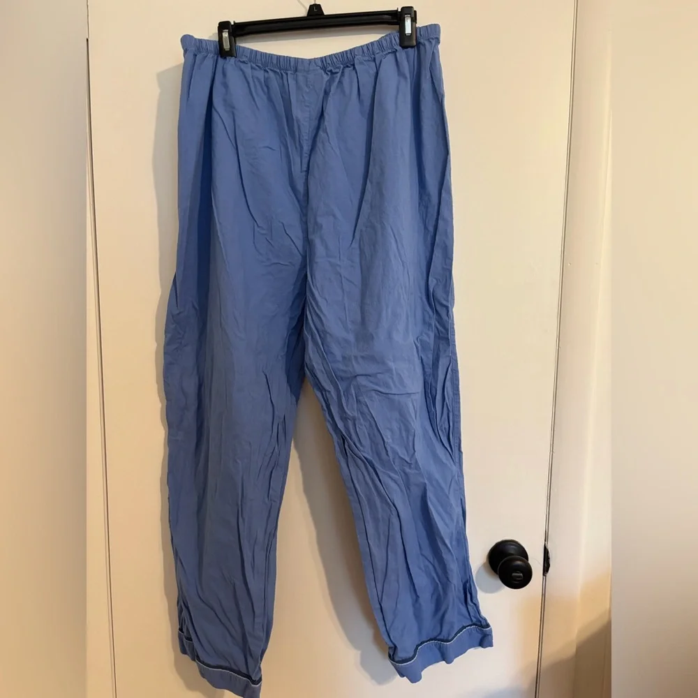 Disney Blue Women's Pajama Pants with Mickey Embroidered Patch 100% Cotton - Picture 5 of 5